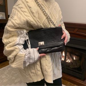 Black Genuine leather Doncaster handbag made in Italy